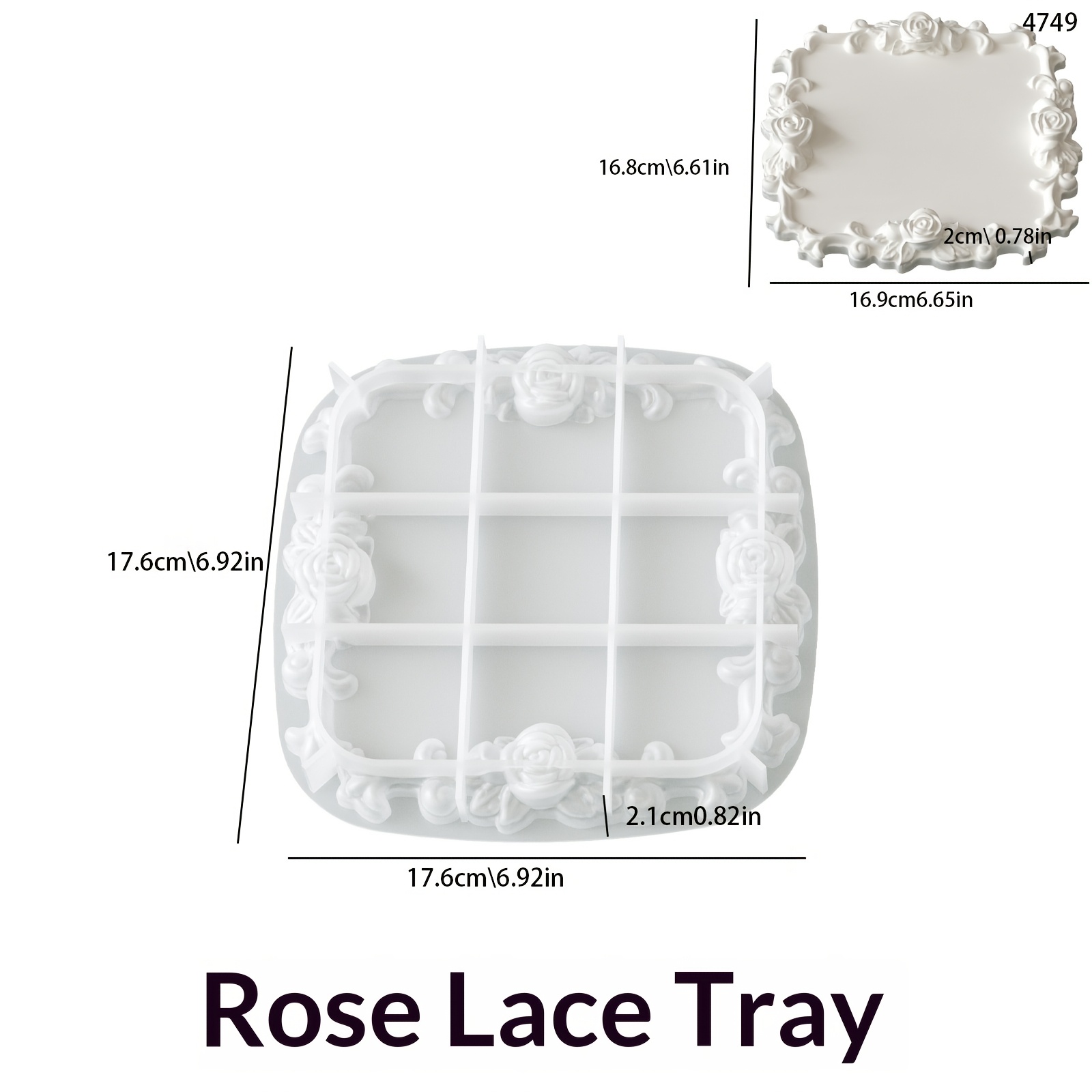 TEMU Moule en silicone et résine, moule à plateau en silicone, style vintage Ins avec bordure rose, moule en silicone pour plateau de rangement de