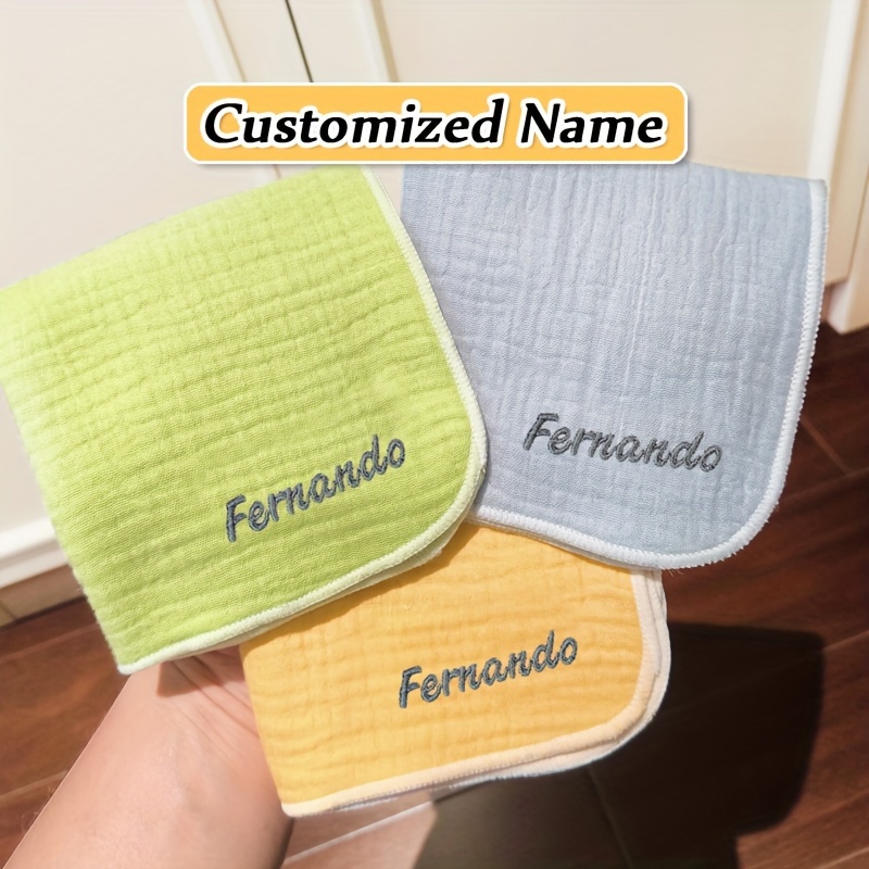 

Custom Embroidered Bibs - Soft Gauze Cloths & Face Towels For , Feeding & Holiday Gifts - In Orange, Gray, Cream, Pink, Green, Blue, Yellow