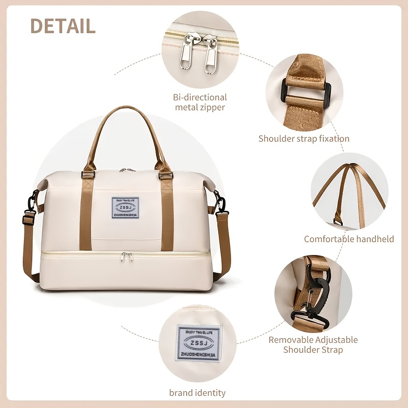 Juego de Bolsas de Viaje de Nailon, Gran Capacidad, De Moda, con Compartimiento para Zapatos, para Hombres, Mujeres, Playa, Casual, Fin de Semana, Compras, Regalo