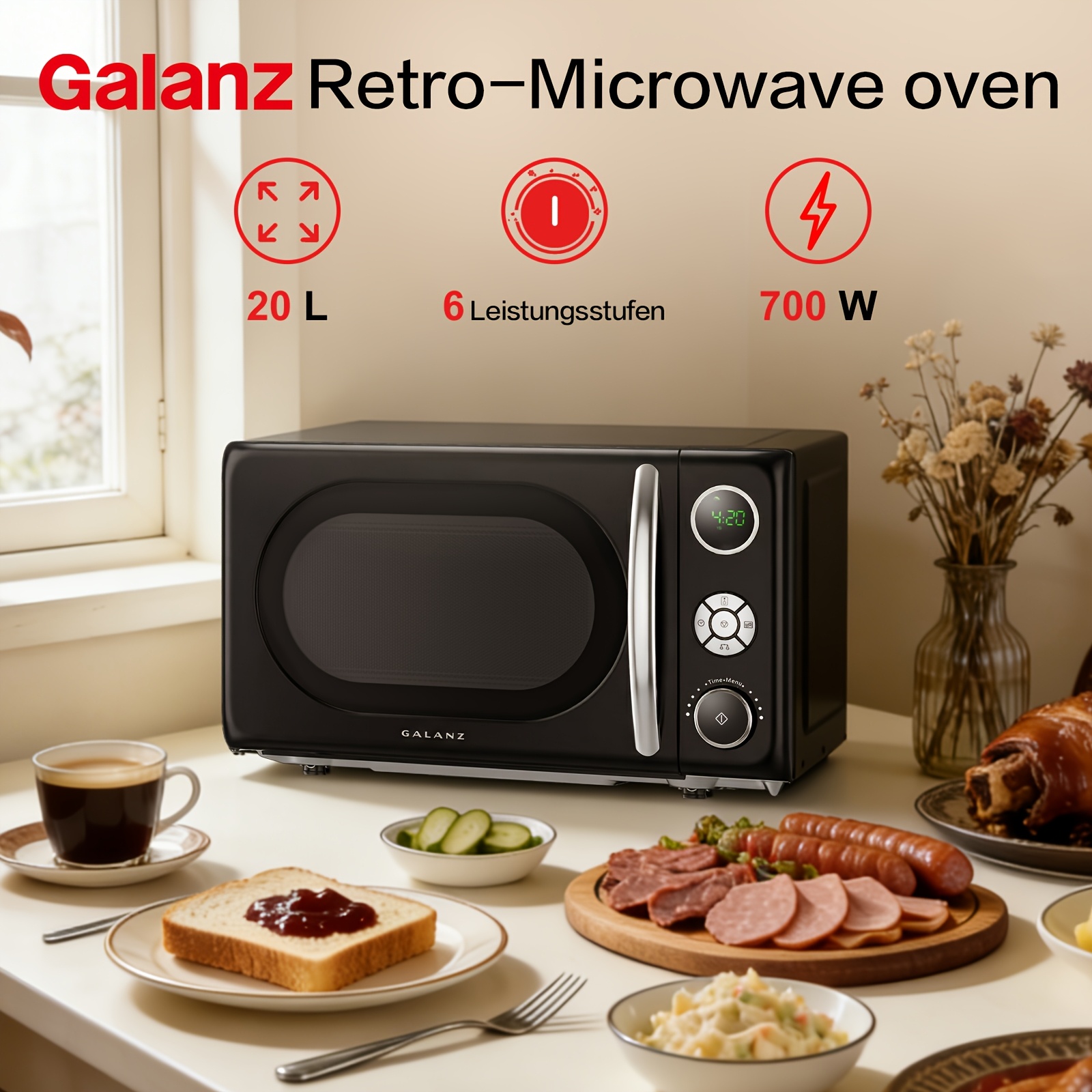 Galanz 20 Liter Oven Cream 700 Watt High Power Six- Fast Heating Microwave Oven With Display Kitchen Practical Small Appliance