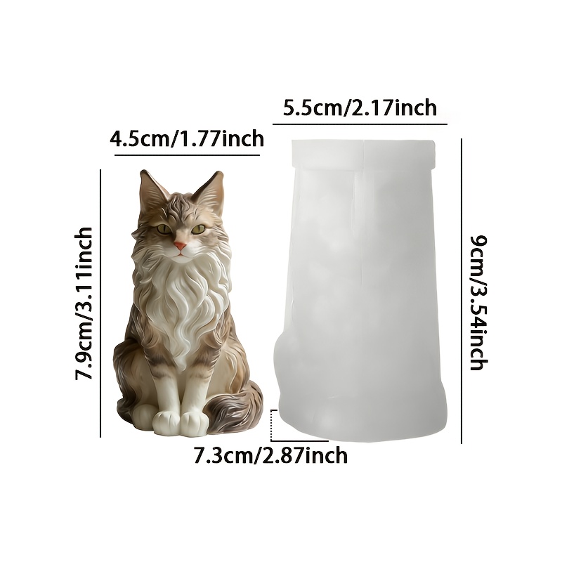 E-shop Harz-Silikonform - Maine Coon Katze Silikonform, Sitzende Katze Kerzenform, Wiederverwendbare, Leicht zu Entformende, Hochdetaillierte