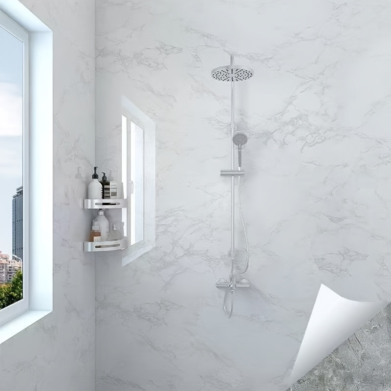 Self-adhesive Waterproof Bathroom Wallpaper - Easy-to-stick Marble Tile Stickers For Renovating Bathrooms And Kitchens, Wall Countertops & Cabinet Doors