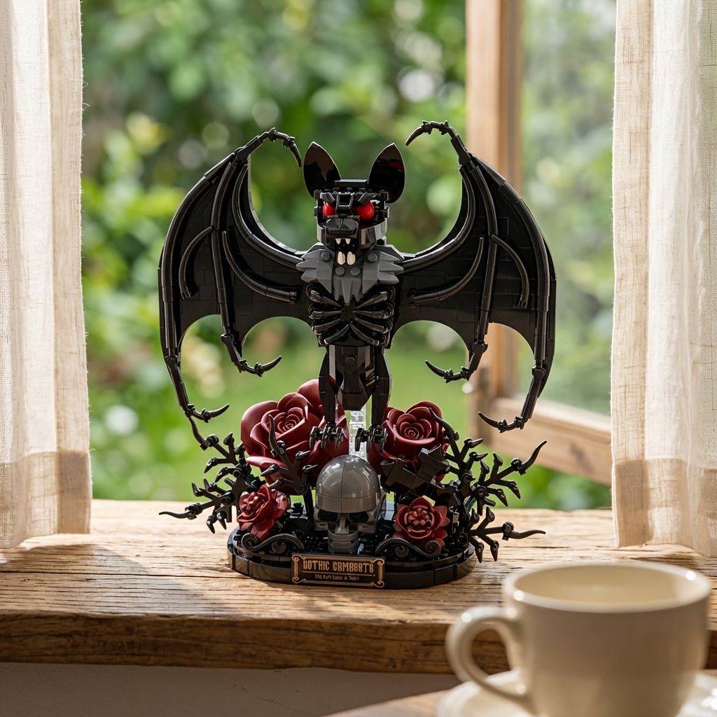 Gothic Bat Building Blocks Set, Dark Retro Sculpture
