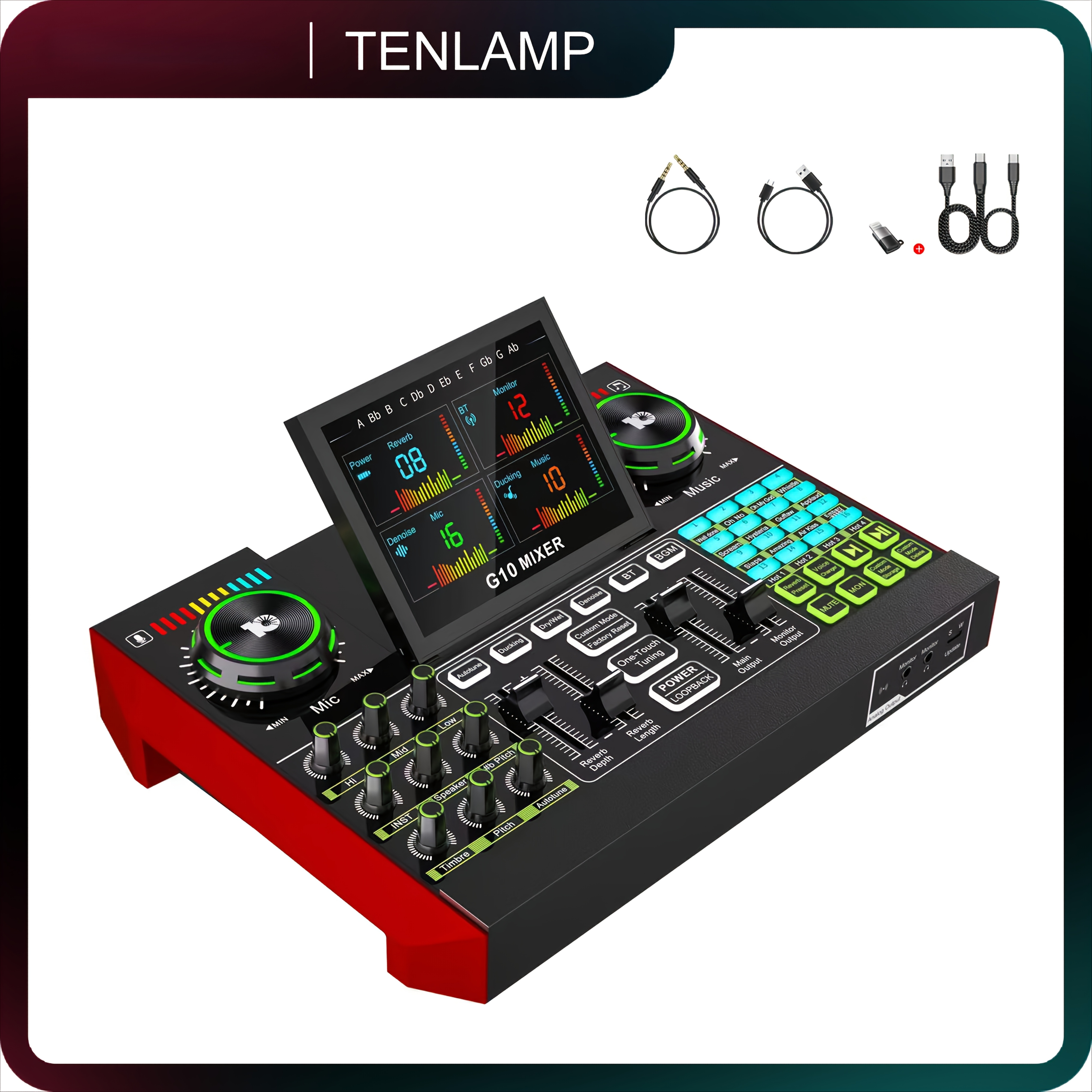 TEMU G10 Professional Sound Card Kit Compatible For Pc/laptop - Dual Noise Cancellation Equipment With , Streaming & Recording Console, Podcasting,