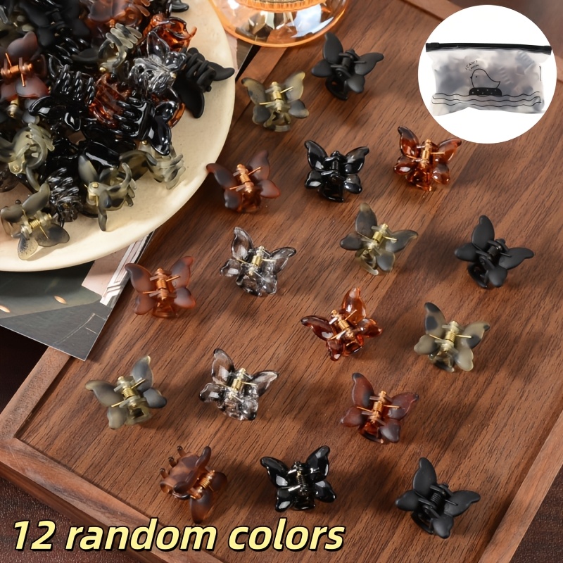 TEMU 6/12/24pcs Mini Leopard Print Hair Clips, Vintage Amber And Black Mixed Small Hair Clips, Lightweight And Compact Side Clips, Daily Commuting