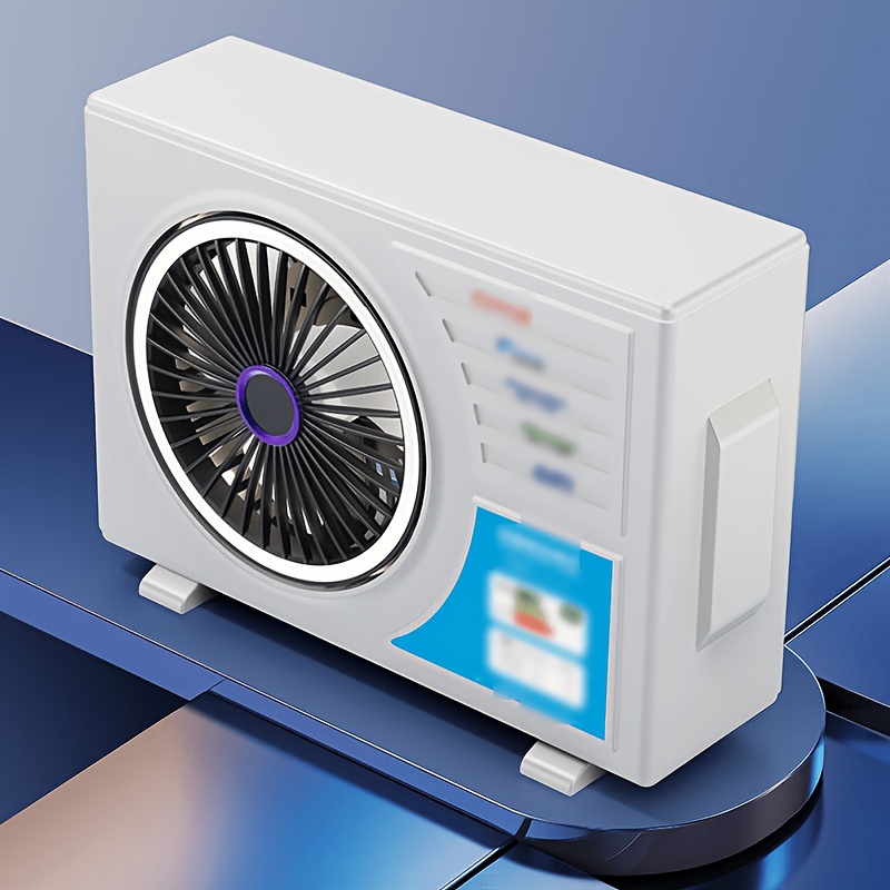 TEMU 5-speed And 3-light Portable Desktop Fan, Usb Rechargeable Fan, 1200mah Long-lasting Battery, Small Personal Fan For Kitchen, Camping, Dorm, And