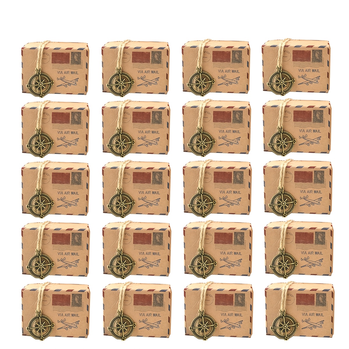 TEMU 20 boîtes en papier style avion postal vintage avec pendentif , boîtes cadeaux , cadeaux de fête sur le thème du voyage rétro, adaptées aux ,