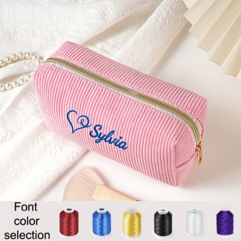 TEMU Custom Embroidered Personalized Name/initials/text Bag - Large Capacity Suitable For Travel, School, Wedding Gifts, Bridesmaid Favors - Large