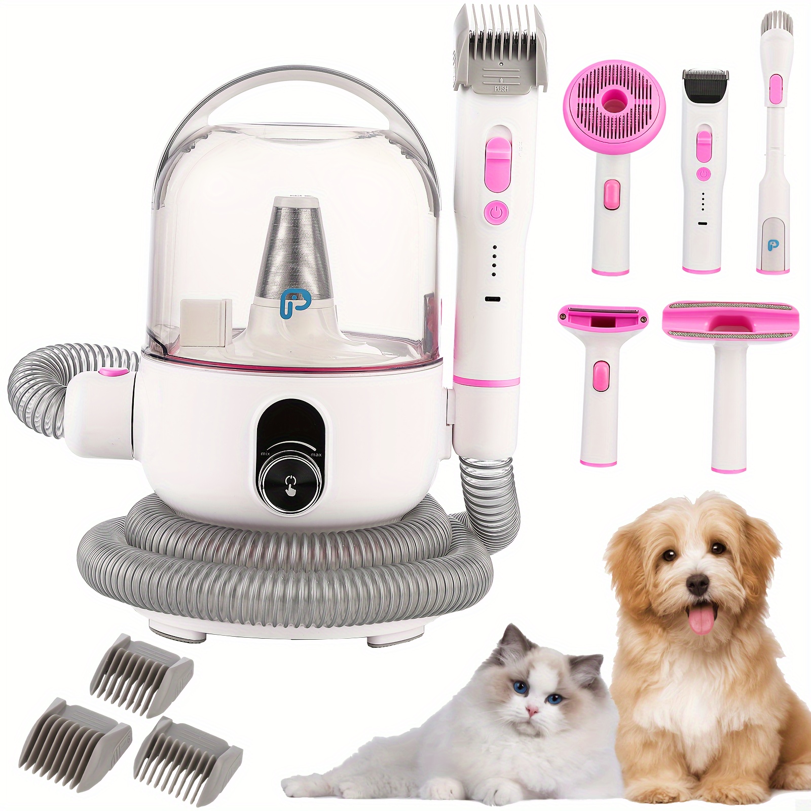 TEMU Arigeas 5 In-1 Pet Supplies Pet Grooming Kit & Dog Hair Vacuum Pet Hair Suction Dog Accessories, Dog Supplies With Grooming Tools