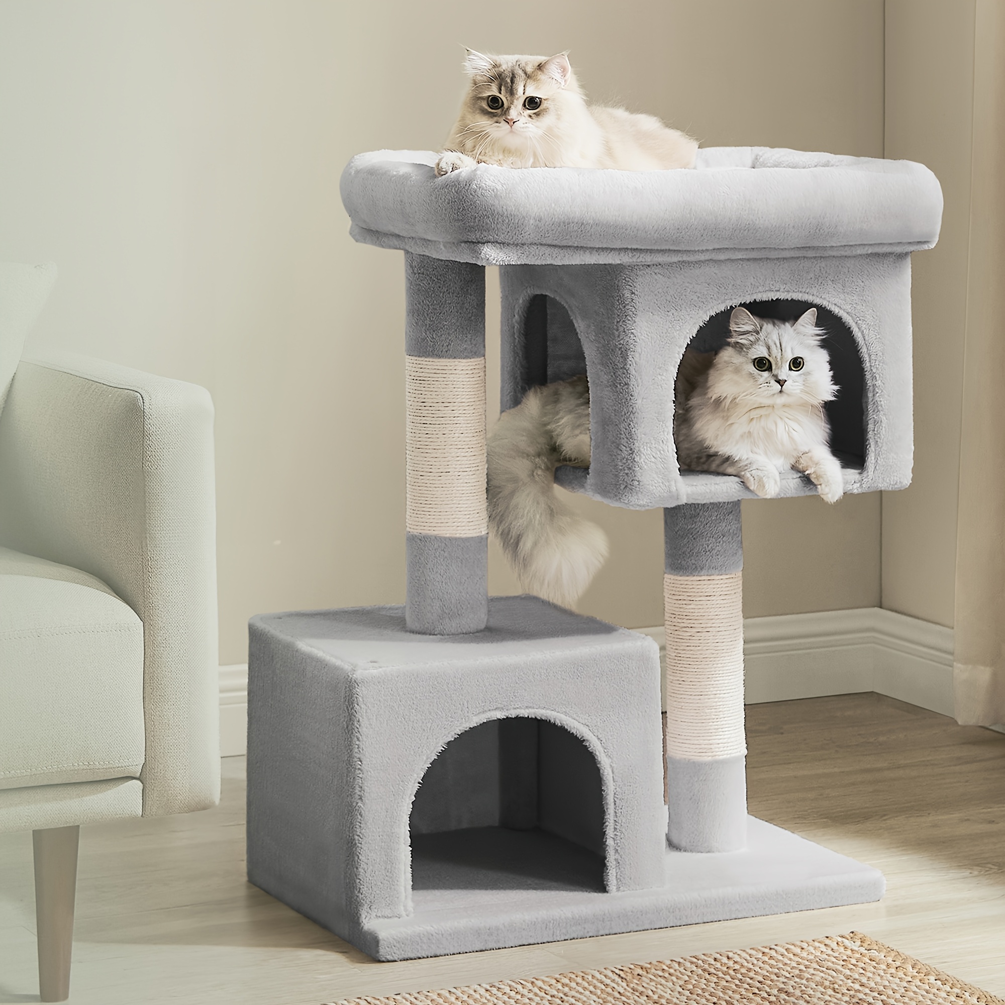 TEMU Árbol para gatos, para gatos, con gran plataforma para gatos, 2 para gatos, rascador