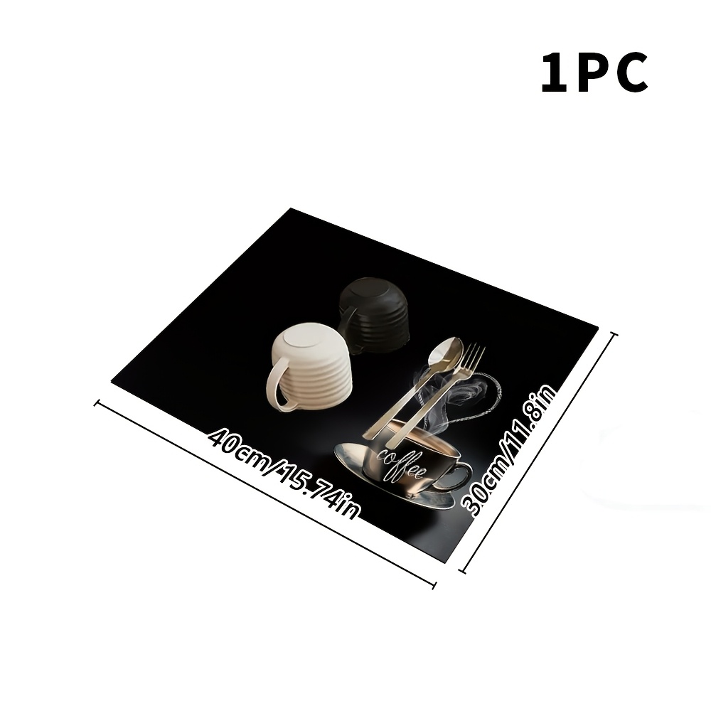 TEMU 1pc Diatomite Coffee Machine Mat & Dish Drying Pad Suitable For Home, Soft Absorbent Countertop With Latte Cup & Heart Smoke, Diatomite Tabletop