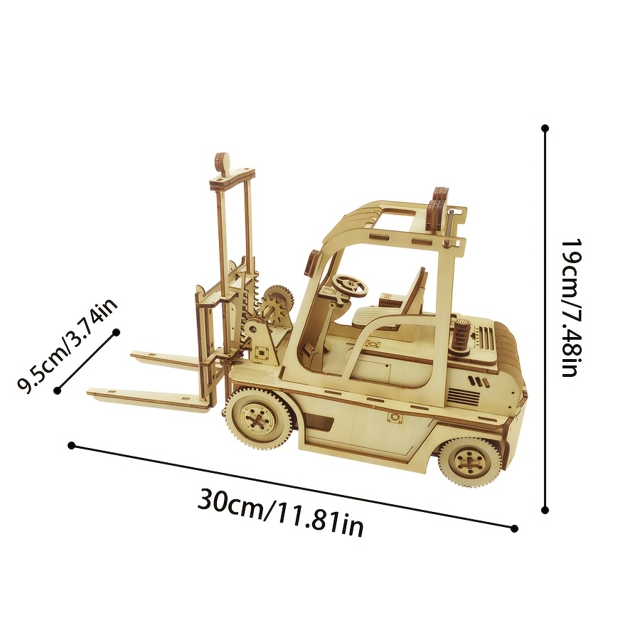 Laser Cut Wooden Forklift - Warehouse Lifter - 3d Model Forklift - Wooden Model Kit - Perfect For Display, Collection And Unique Gift