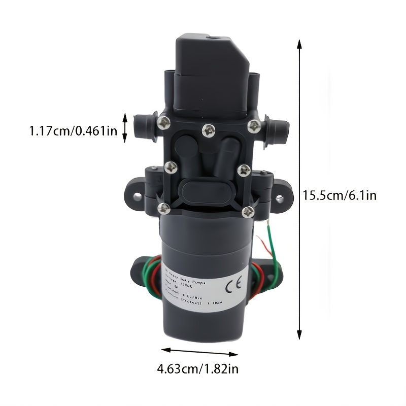 TEMU 1pc Pompe à eau à diaphragme 12V , 8L/Min Pompe à eau à auto- avec interrupteur de pression automatique, Mini pompe de transfert d'eau pour