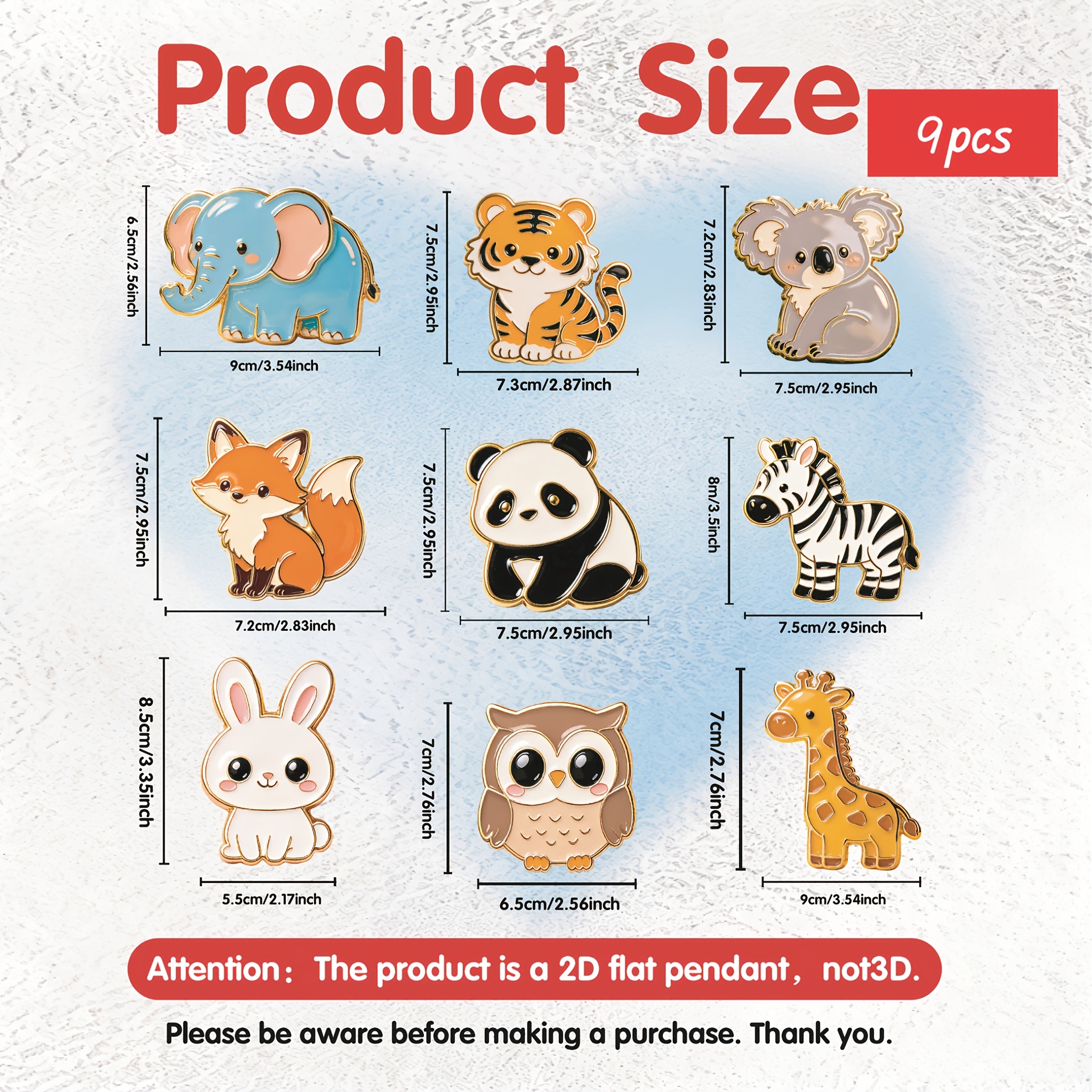 TEMU Lot de 9 aimants de réfrigérateur 2D plats avec animaux de dessin animé | mignons de chatons, chiots, lapins, etc. - Fabriqués en PVC durable,