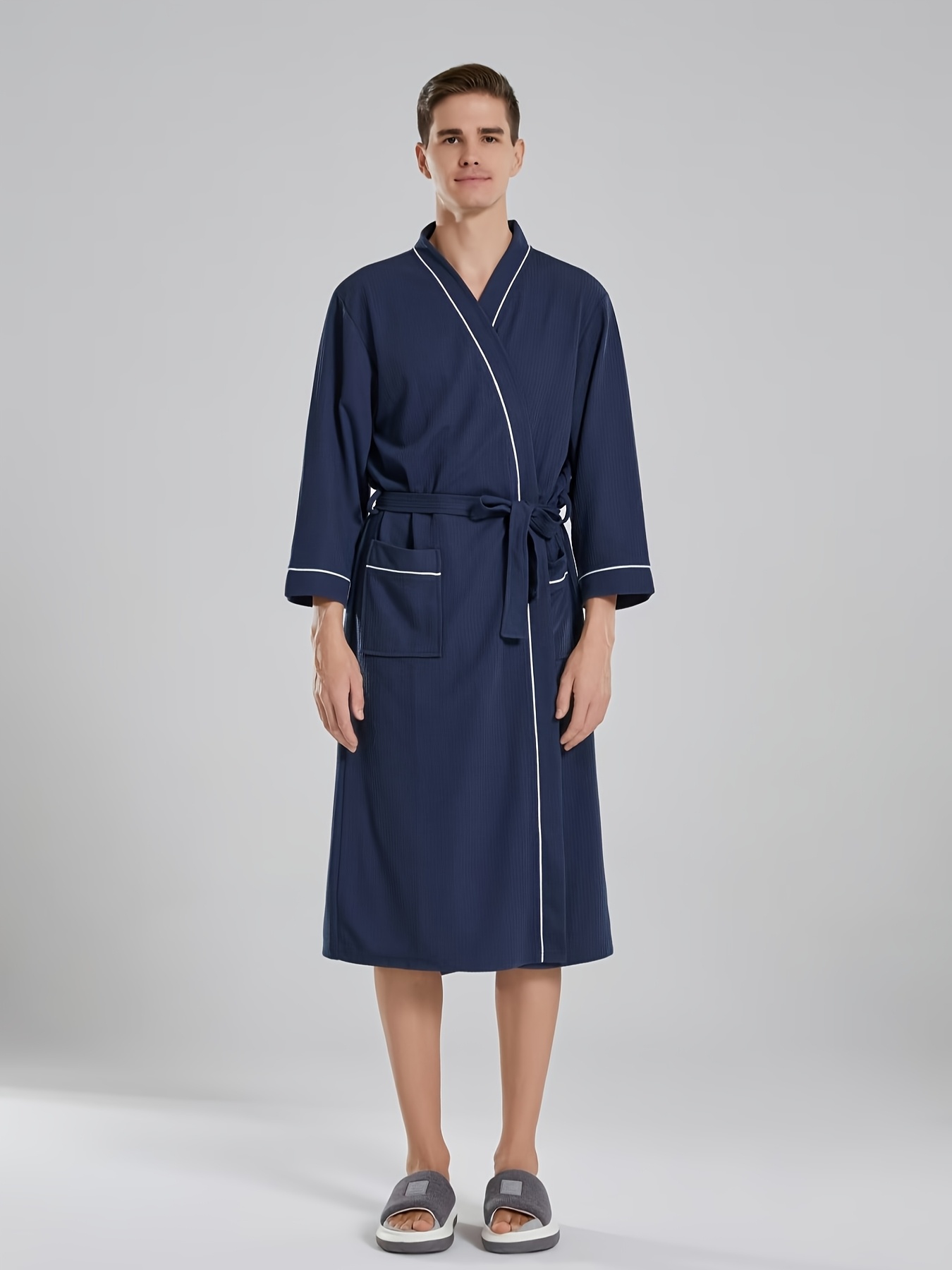 women's fitted flannel bathrobe, loose and thick, long couples' loungewear.  | Shop On Temu And Start Saving | Temu Norway