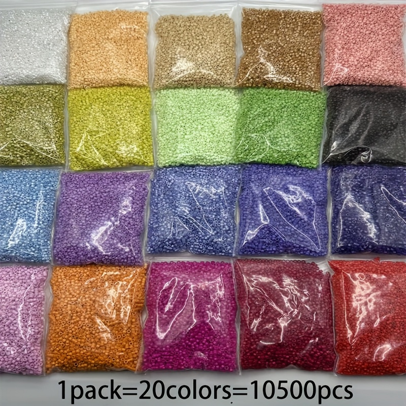 TEMU Perline di Colorate 10500 - Perle Decorative in Vetro Qualit� da 20 Colori, 2.5mm Adatte per di Gioielli Fai-da-te, per braccialetti, collane,