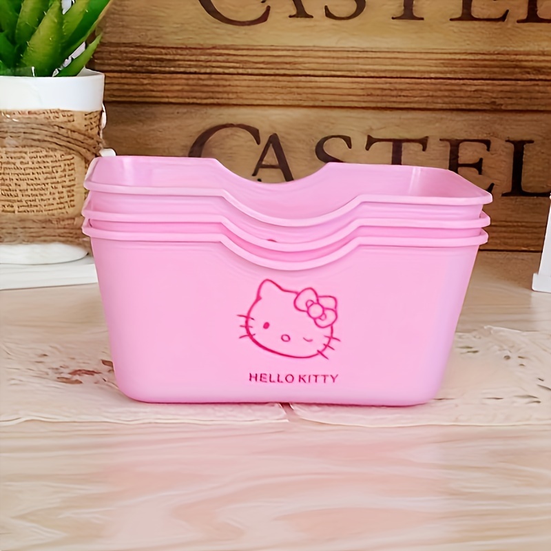 

[compact Size] Sanrio Hello Kitty Basket - Lightweight Plastic Organizer For Office Supplies, Cosmetics, And Bathroom , Featuring Iconic Character Design, Bathroom Organizers And Storage, Sanrio