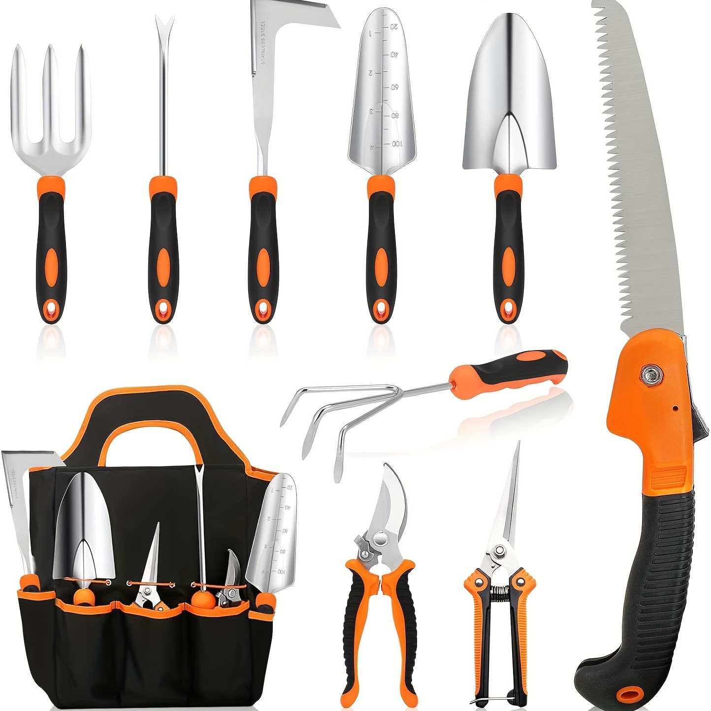 TEMU 10pcs Garden Tool Set, Gardening Gift, Hand Tool Set With Pruning Shears, Large Handle Storage Bag, Heavy Duty Gardening Tools ( Set), Gardening