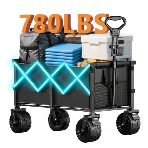 380 520 780 pound capacity heavy duty all terrain folding cart stainless and 600d oxford fabric foldable multi functional truck suitable for camping gardening beach shopping with sturdy and durable wheel design