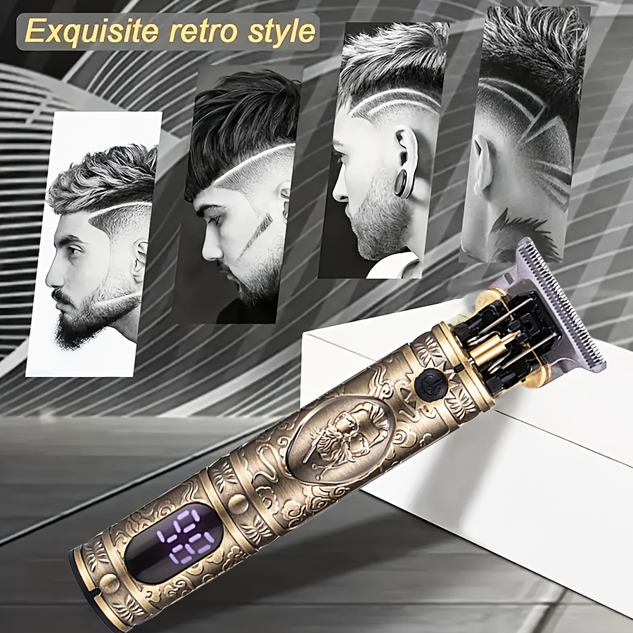 1pc mens   t type wireless hair clipper   designed hair clipper   trim set usb charging led display a   of accessories   gift details 5
