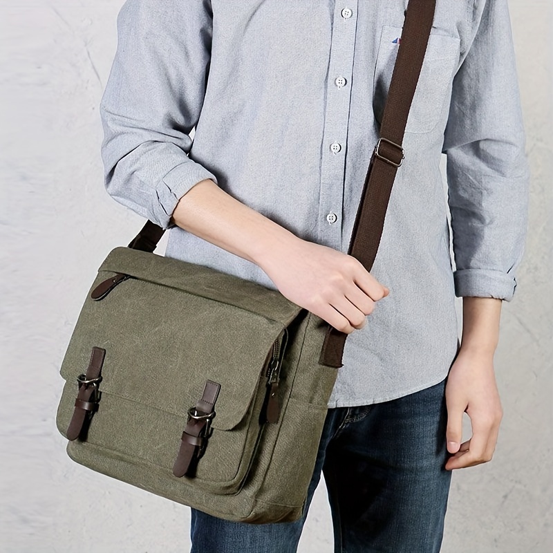 

Retro Canvas Messenger Bag For Men, Large Sling Bag, Casual Crossbody Bag For Hanging Out & Daily Commute, School Bag College Bag