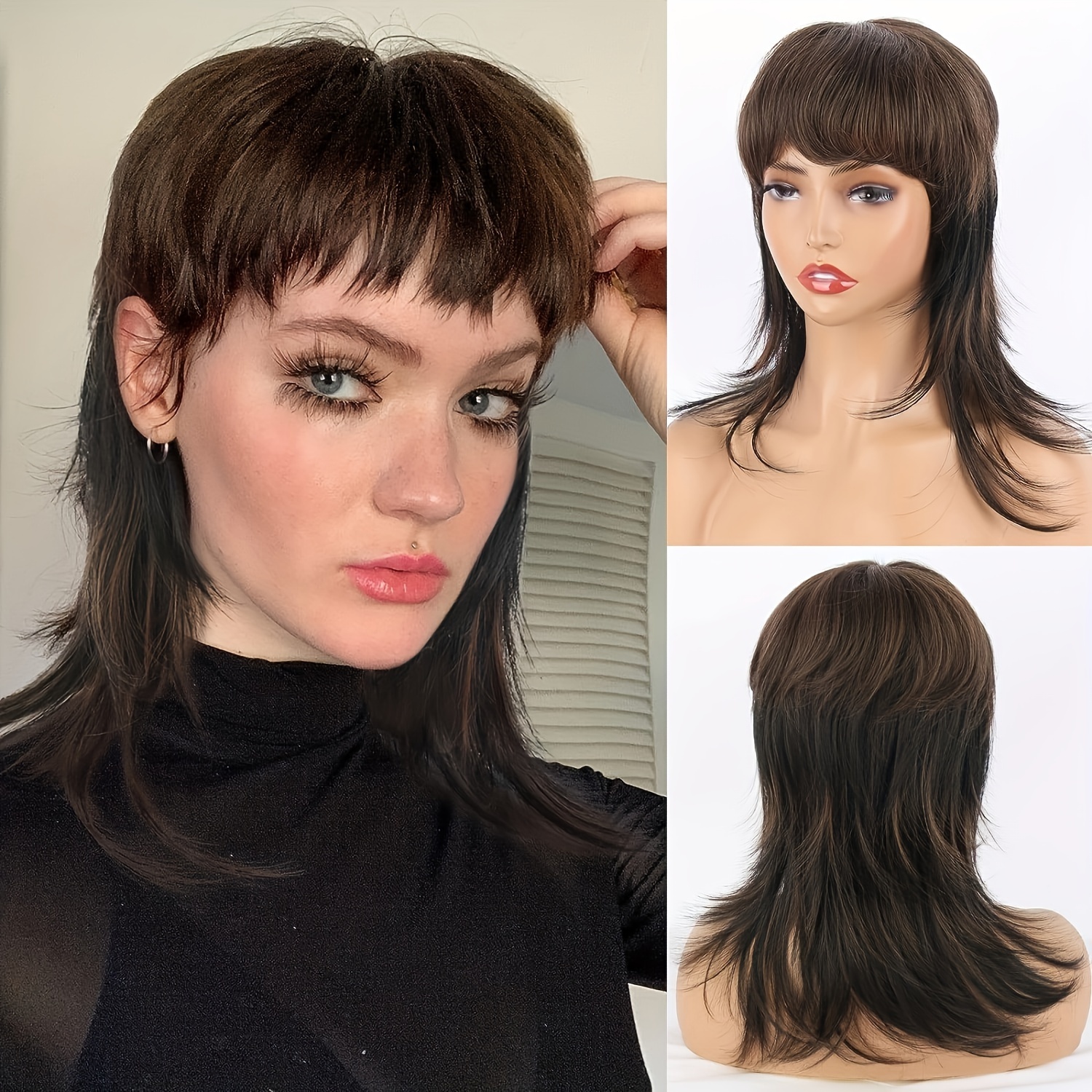 Perruque Courte Femme Gris - Synthétique Lisse - Bonnet Large
