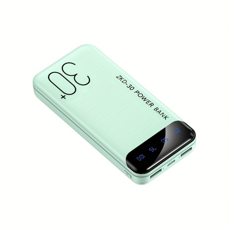 TEMU Batterie Externe Portable 20000/30000Mah avec Écran LED, 1 USB-C/2 Ports USB, Double Sortie, Légère et Compacte pour Tous les Téléphones Mobiles