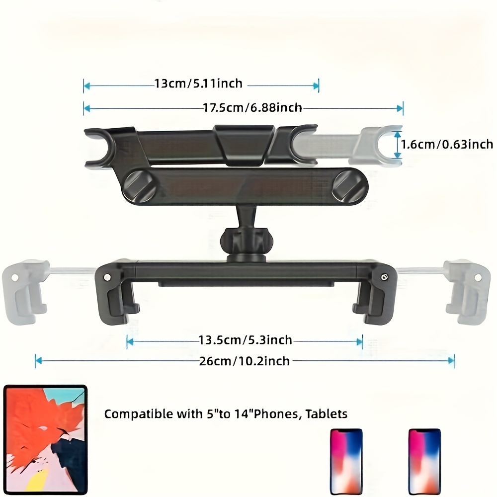 [4.7-12.9in Rotate Tablet Holder]2pcs Car Tablet Holder, Headrest Tablet Mount Headrest Stand Cradle Compatible with Devices, Rotate 360 °, Suitability 12-32cm Cell Phones And Tablets