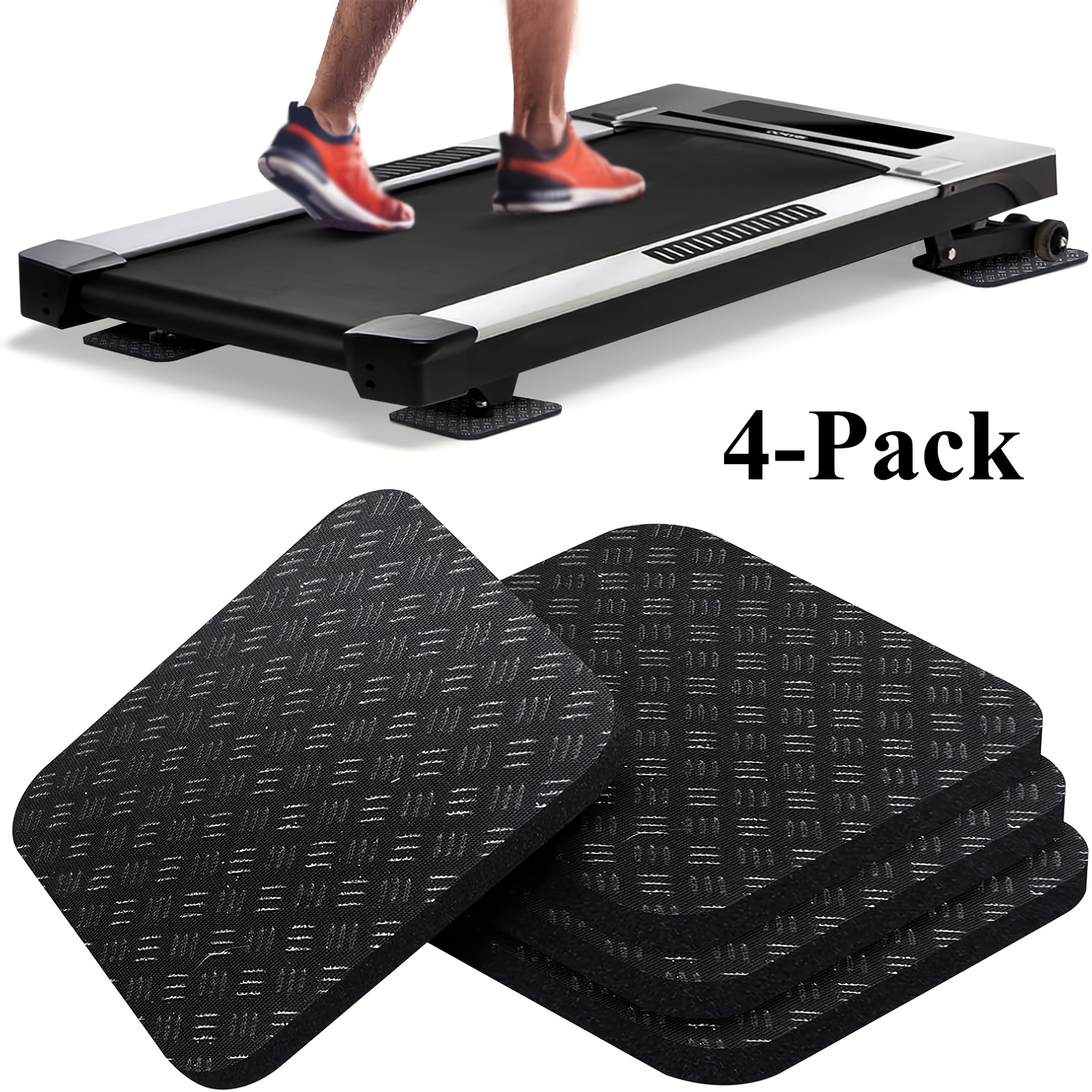TEMU Lot de 4/6 Tapis de tapis de course en silicone haute - Sol de fitness absorbant les chocs, antidérapant double face, convient pour tapis de