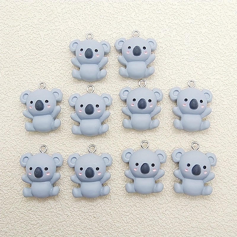 Image of 10pcs Cute Koala Resin Pendant Cartoon Small Animal Jewelry Additions Jewelry Making Charms