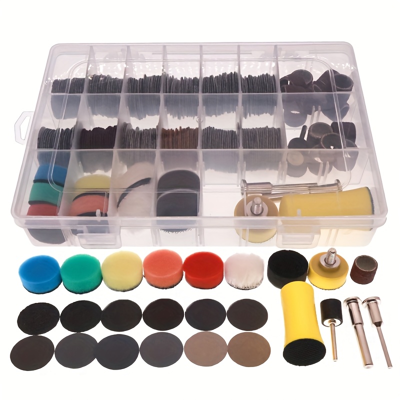 Image of 268pcs 1-inch Dry And Grinding Disc Set, Dual Use Function Of Dry And Wet, 60-10000 Grit Sanding Bits Additions For Rotary Tools, Sanding Discs Pad Kit For Drill