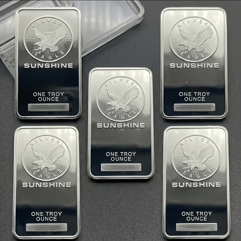 TEMU 5pcs Set Of Polished Industrial-grade Coin-shaped Collectible Replicas, Featuring An Eagle And Exquisite Engraving, Sealed Genuine Items,