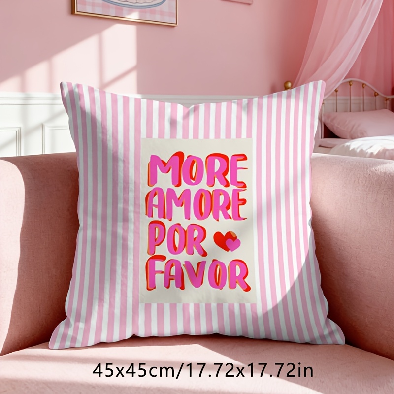 E-shop Modischer romantischer Amore-Kissenbezug 45X45, doppelseitig bedruckt, Wohnkultur-Kissenbezug mit Reißverschluss, kurzes Plüsch, weich,