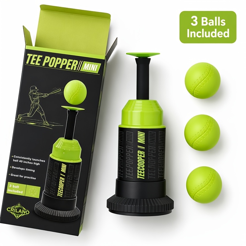 TEMU Tee Popper, Tee de pour des swings parfaits, Entraînement de baseball pour avec 3 balles incluses