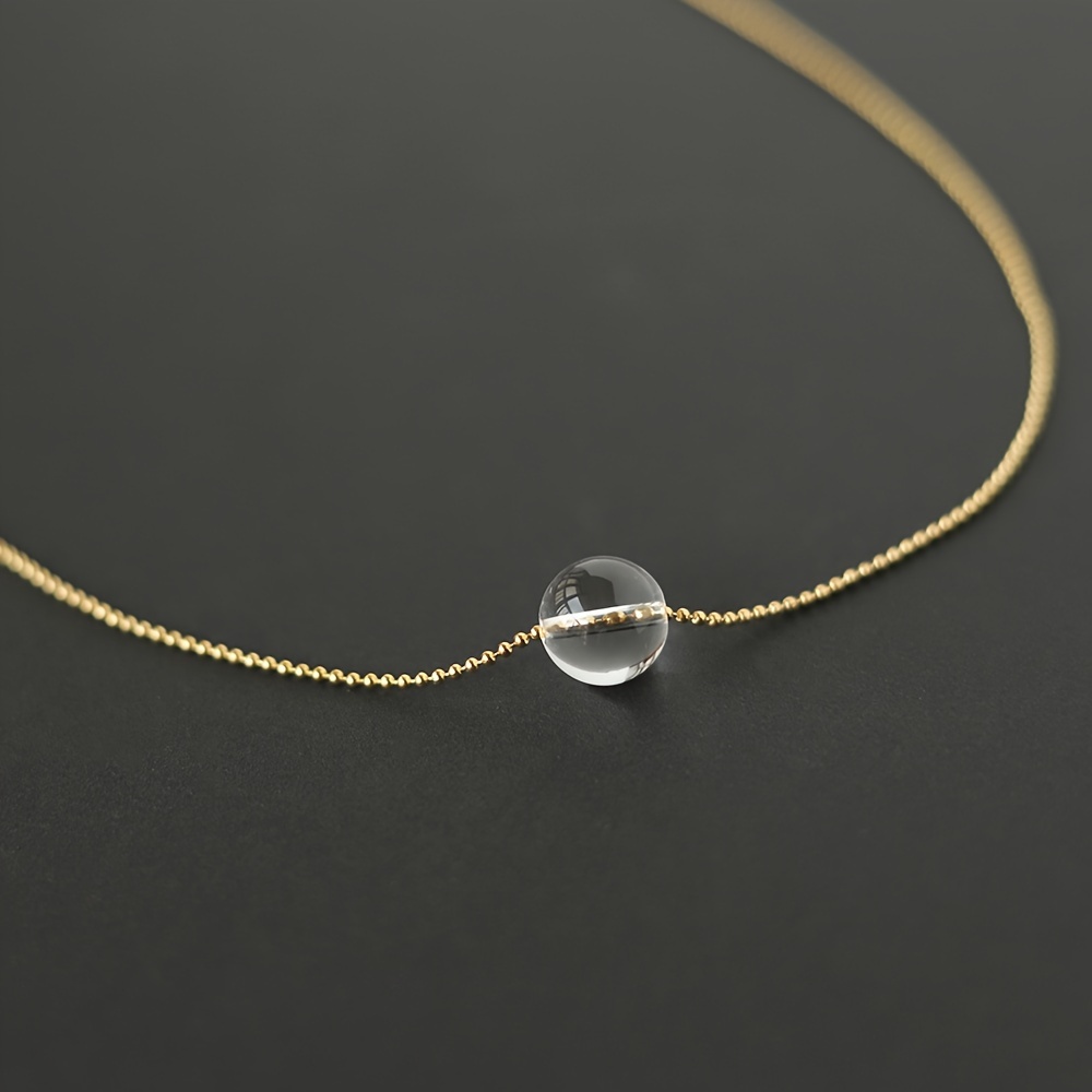 Image of A Pure, Transparent, Round Bead Lady's Necklace, Artificial Crystal Bead Necklace Clavicle Chain, Stainless Steel Does Not Fade, Suitable For Daily Wear And Gifts