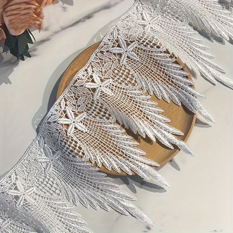 Image of 1 Yard White Lace Embroidery Trim, Lolita Style-inspired Decorative Lace For Clothing And Home Decor Sewing And Knitting Supplies