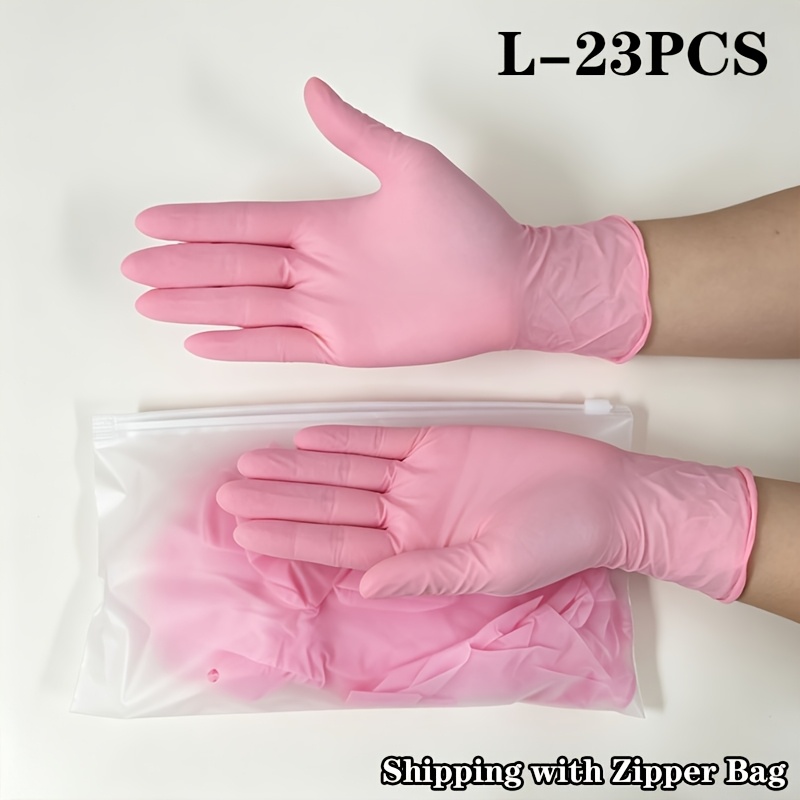 TEMU Light Pink Disposable Cleaning Gloves, 5 Mil, Suitable For Household Kitchen Cleaning, Painting, Home Cleaning, Furniture Wiping, Pet Care, And