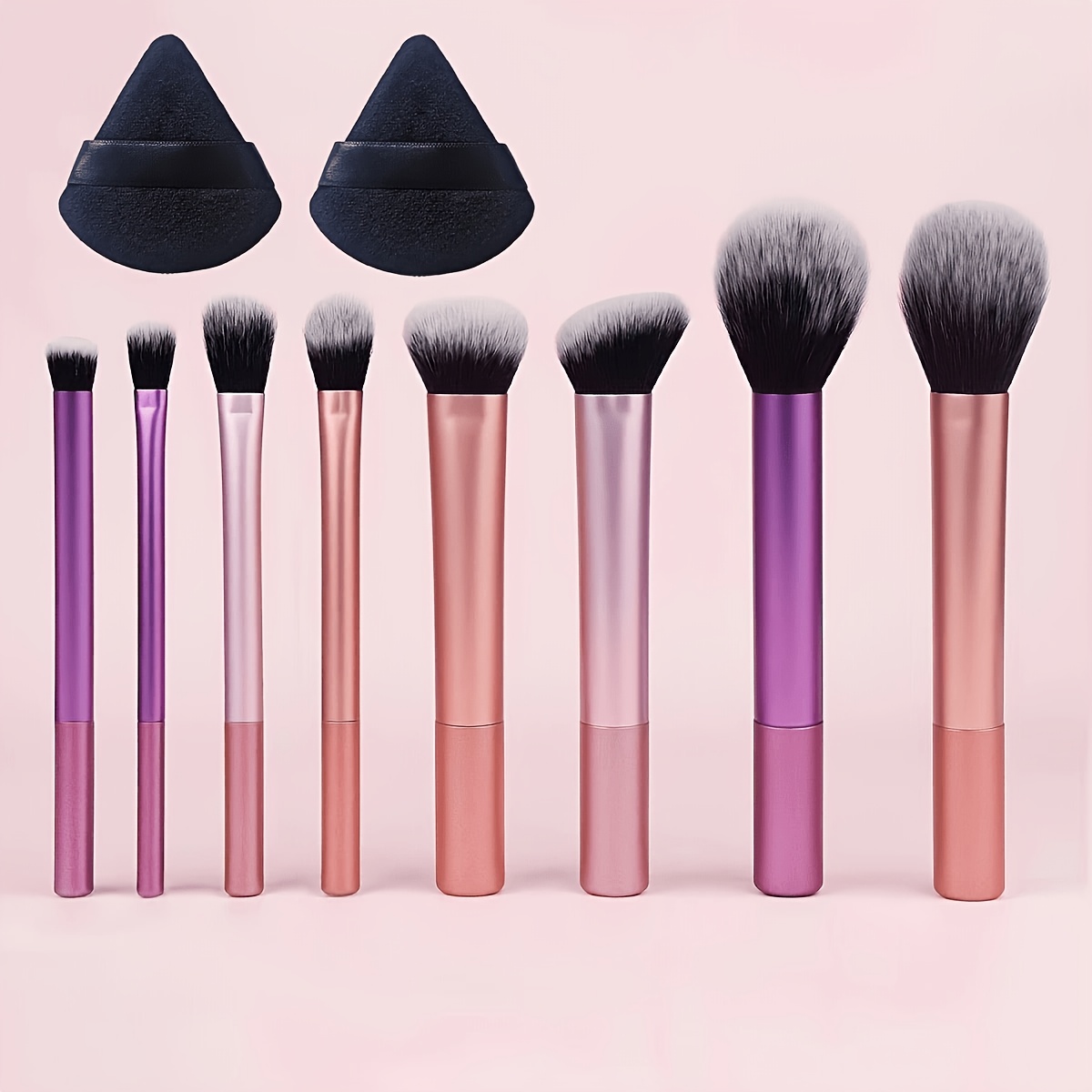 TEMU An 8pcs Set Of Colorful Makeup Brushes, Vibrant Beauty Tools Featuring Various Brush Shapes Such As Powder Brushes, Eyeshadow Brushes, And