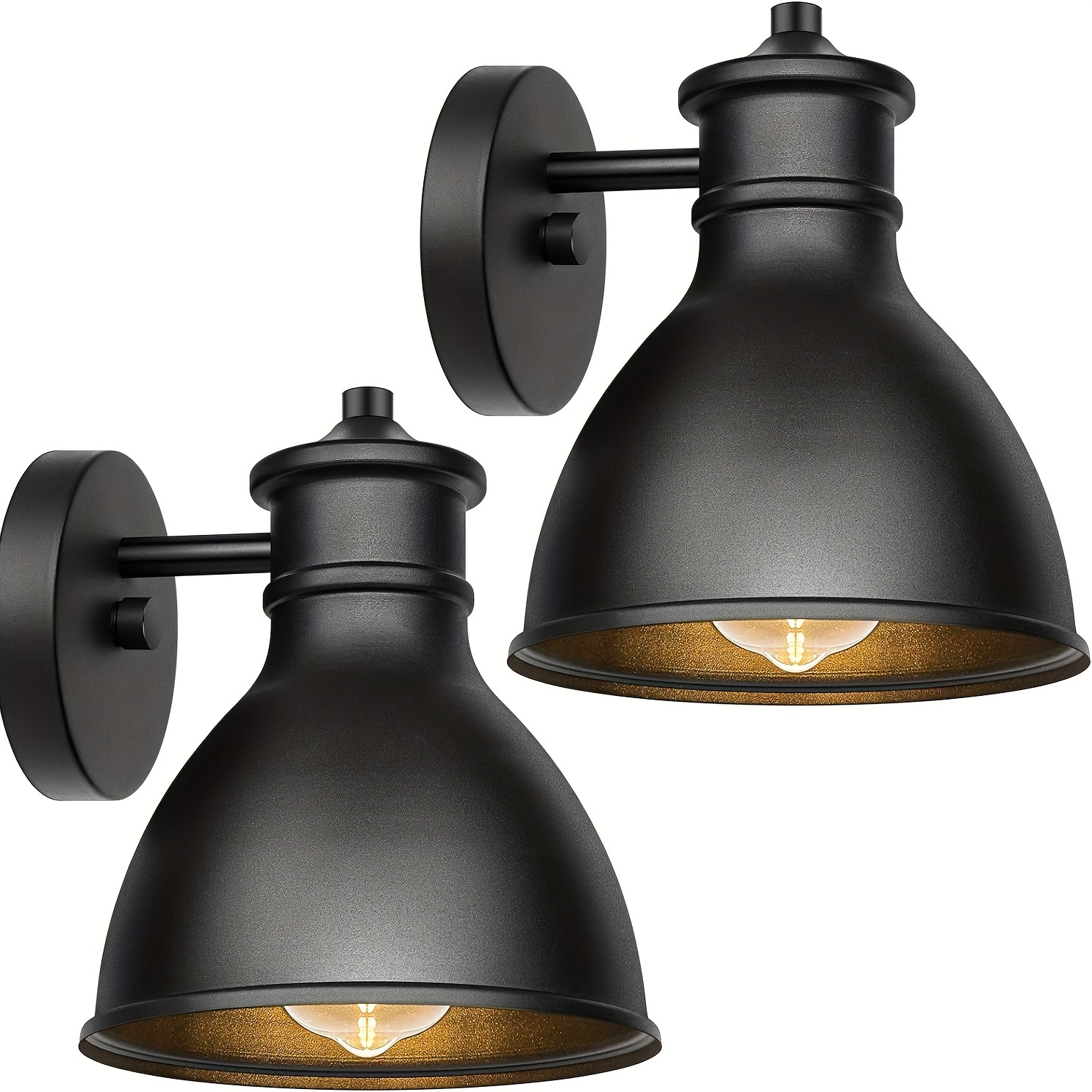 

Outdoor Lights Wall Sconces Lantern, Farmhouse Wall Mount Porch Lights Fixtures, Industrial Patio Exterior Barn Light, Matte Black E26 Socket Lamp For Garage Doorway Bathroom (2 Packs)