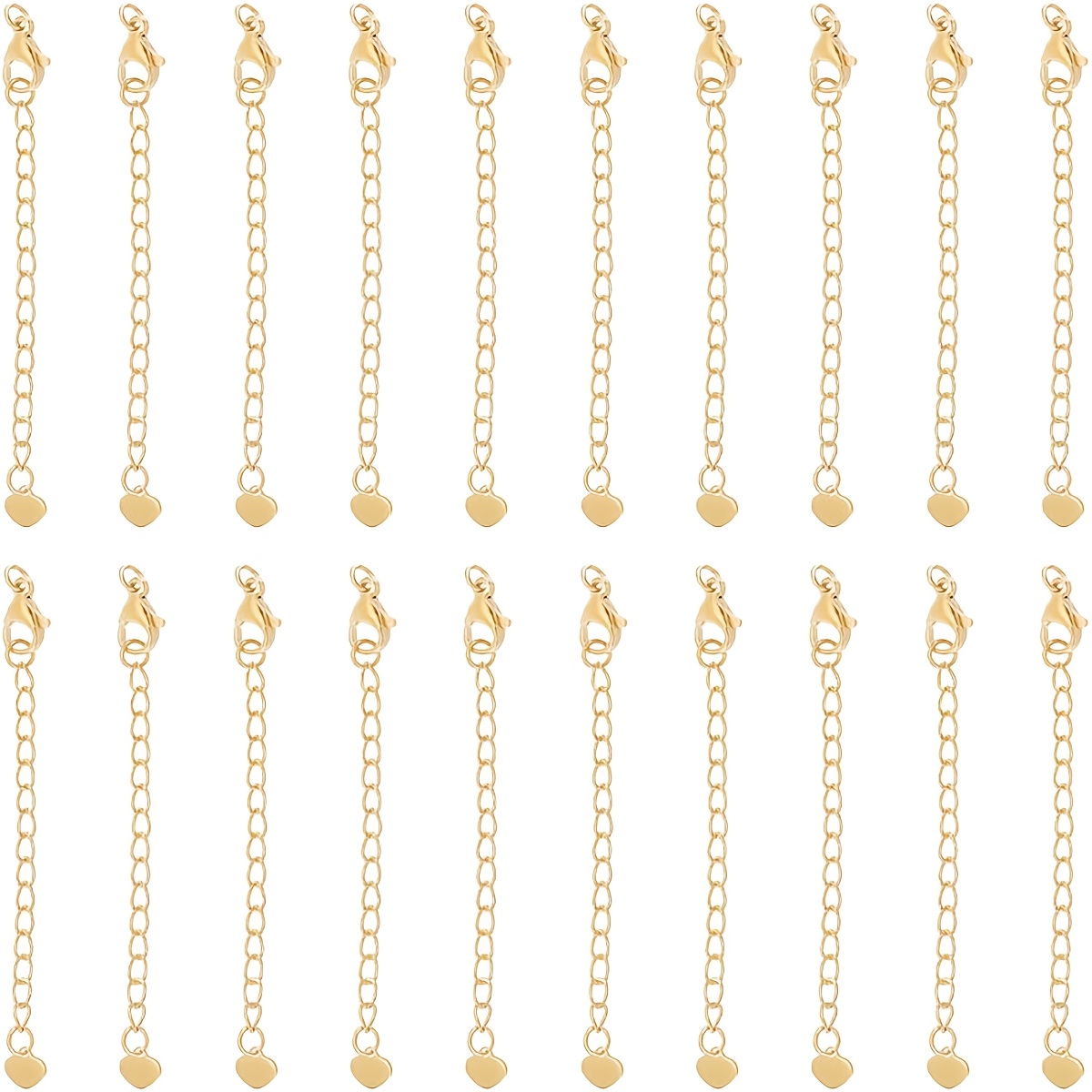 TEMU Set da 20 pezzi di prolunghe per collane in acciaio inossidabile, catenelle di prolunga fai da te per collane, bracciali, ciondoli, cavigliere,