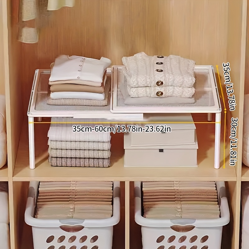 Retractable Closet Organizer, Expandable And Adjustable Shelf Organizer, Space- Stackable Shelf Rack In Closet, Suitable For Kitchen, Bedroom Cabinets, Desktop Organization