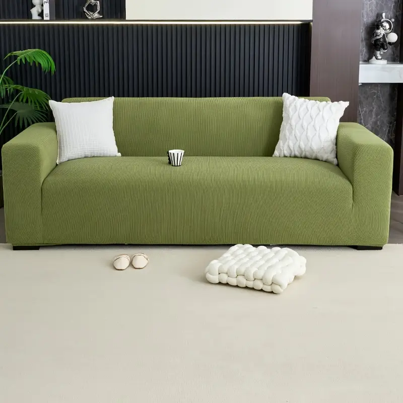 1pc stretchy all over sofa cover non slip pet friendly machine washable modern jacquard design for office living room decor green office decor modern sofa cover elastic closure sofa covers Product details 3