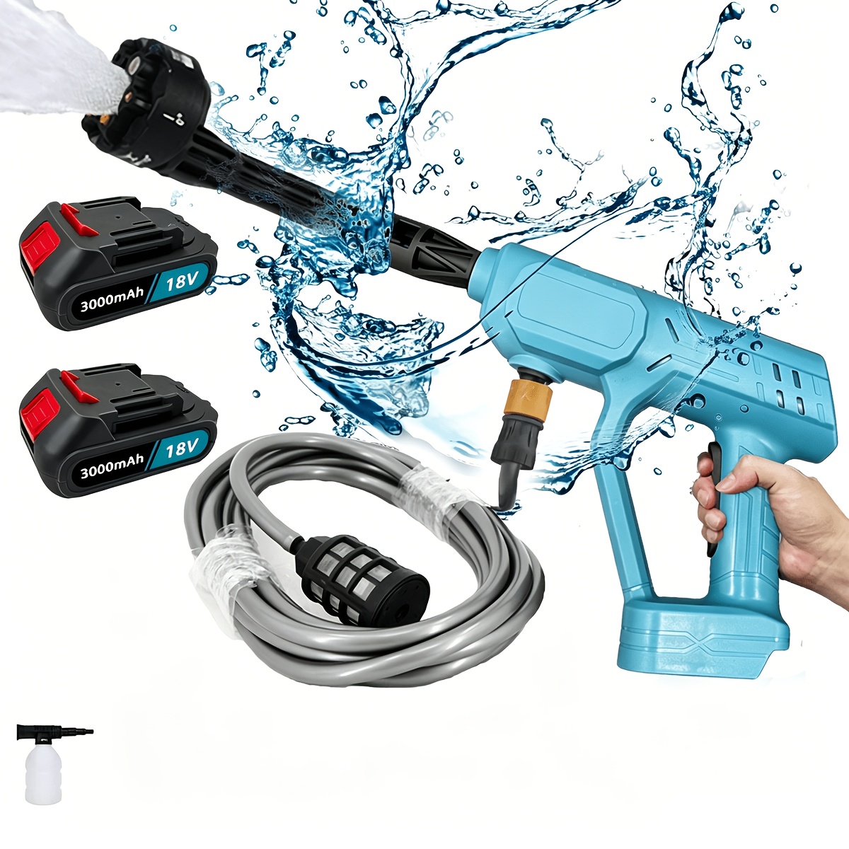 petrol pressure washers cordless pressure washer water gun spray high   wash car cleaner 2x3000mah battery 1  charger compatible with makita battery for car patio window lawn pool