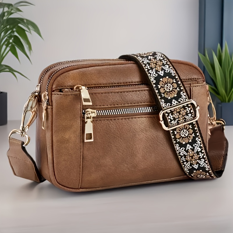 TEMU Fashionable Square Women's Crossbody Bag, A Large-capacity Pu Multi-functional Casual Shoulder Bag Featuring 4 Card Slots And An Adjustable