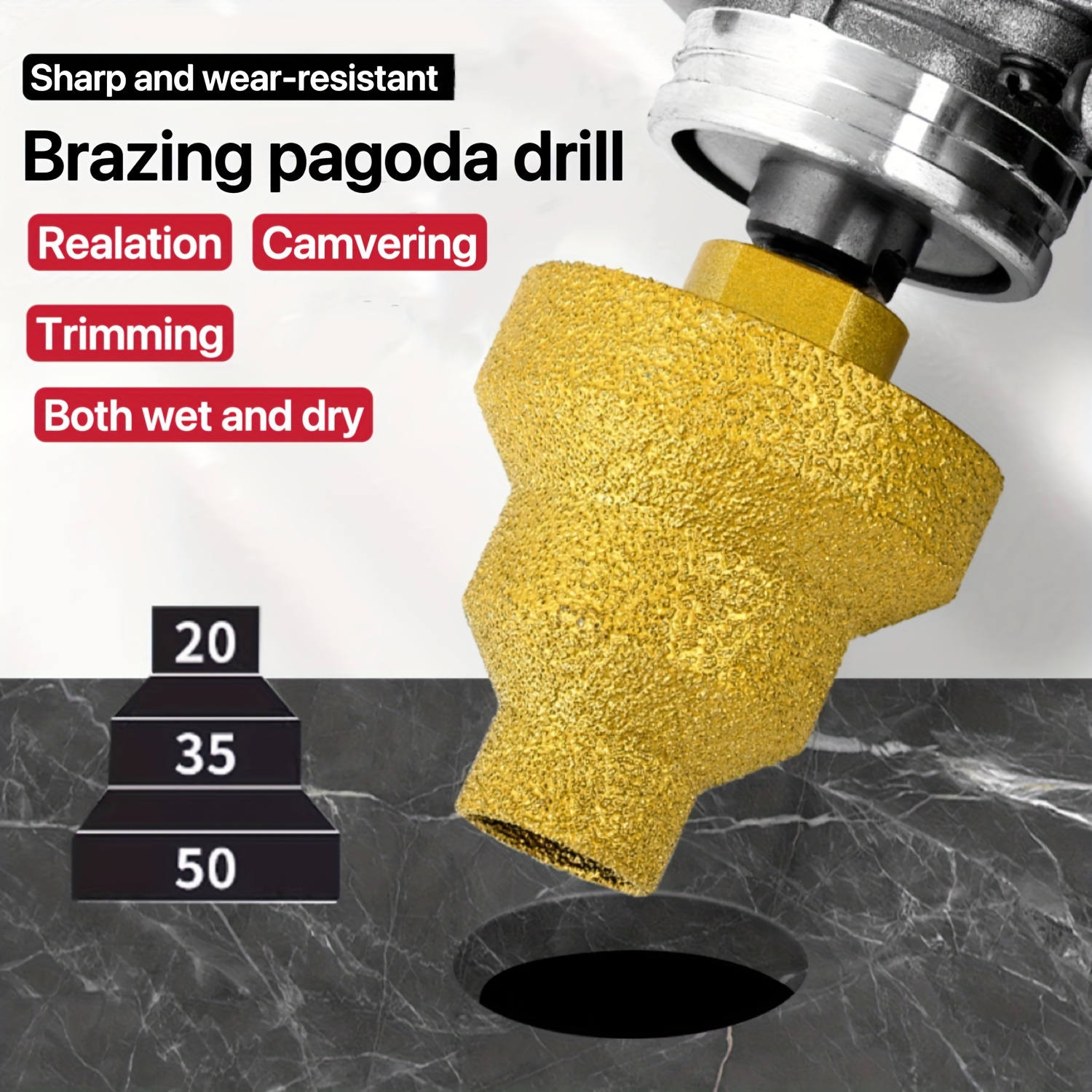 

Braze Multi-layer Tapered Expander Diamond Porcelain Tile Marble Opening Edge Trimming Tool Concrete Chamfering Tool