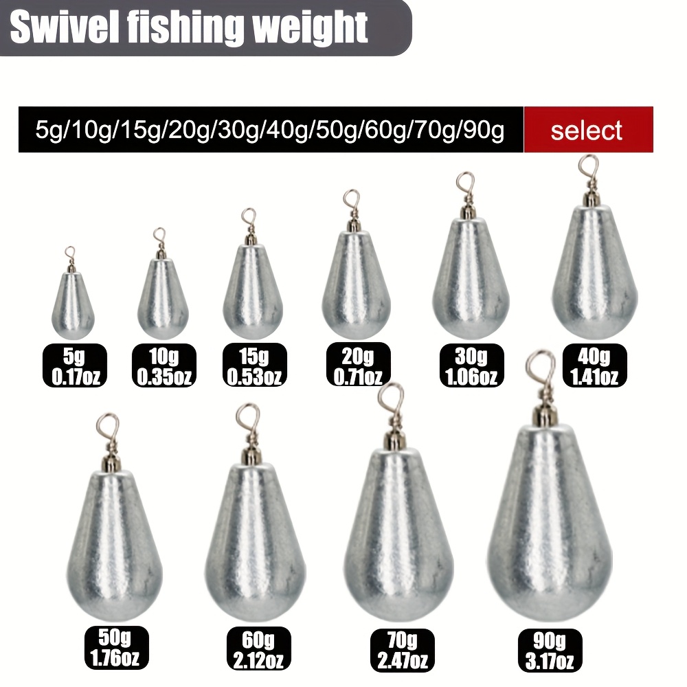 

5/10/15/25pcs Teardrop Swivel Fishing Weights, Zinc Alloy For Rock, Sea, Boat, Bottom Fishing - Essential Outdoor Fishing , Silvery