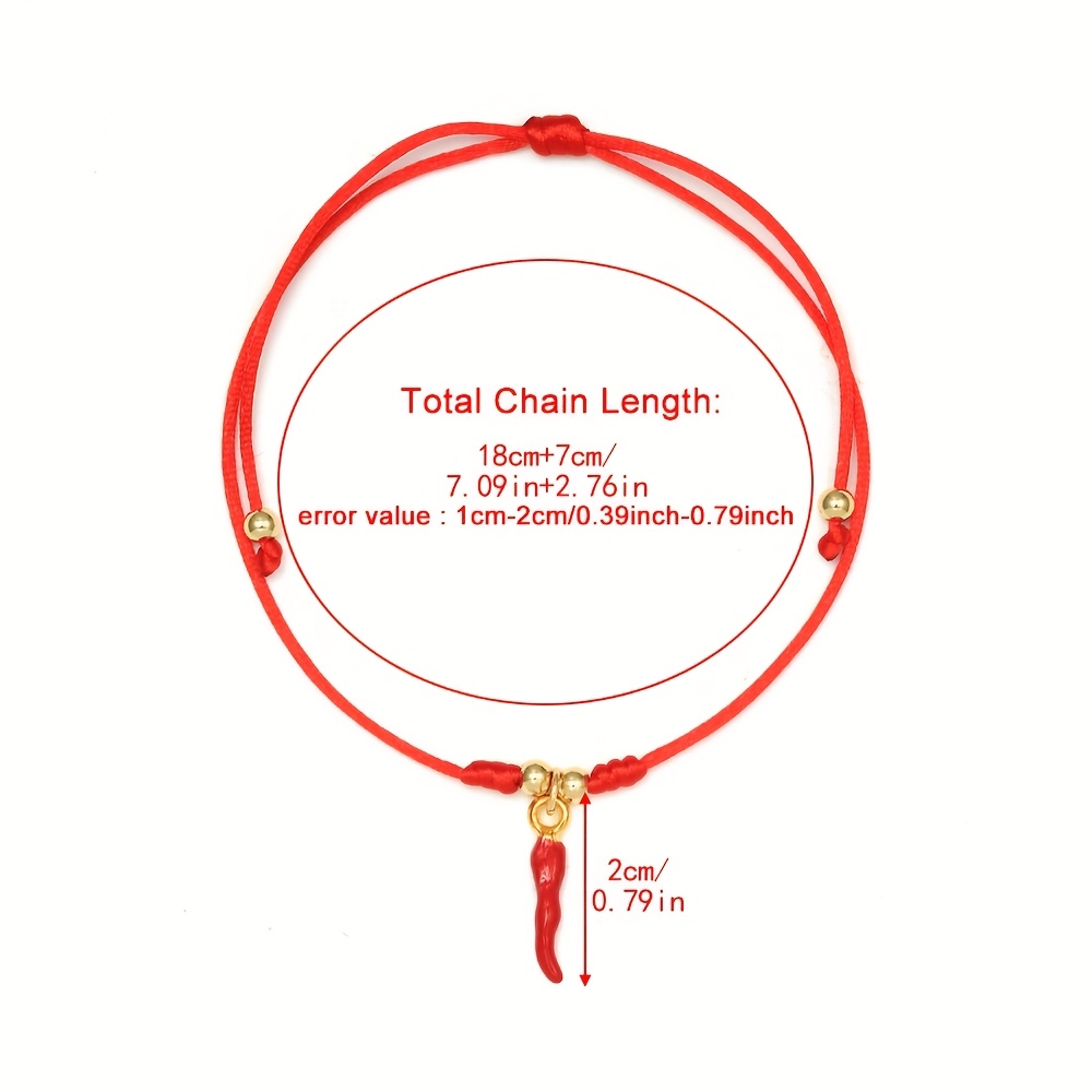 TEMU 1pc Chili Pendant Charm Red Bracelet, Gesture Love Pendant Bracelet Boho Fashion Bracelet For Men Women Party Accessories