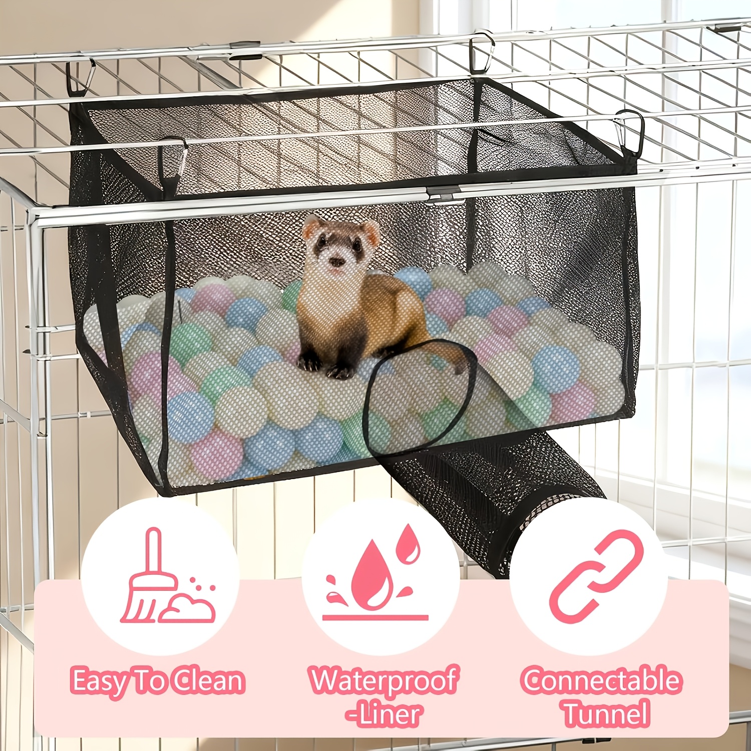 Comfortable Small Pet Cage Hammock with Tunnel