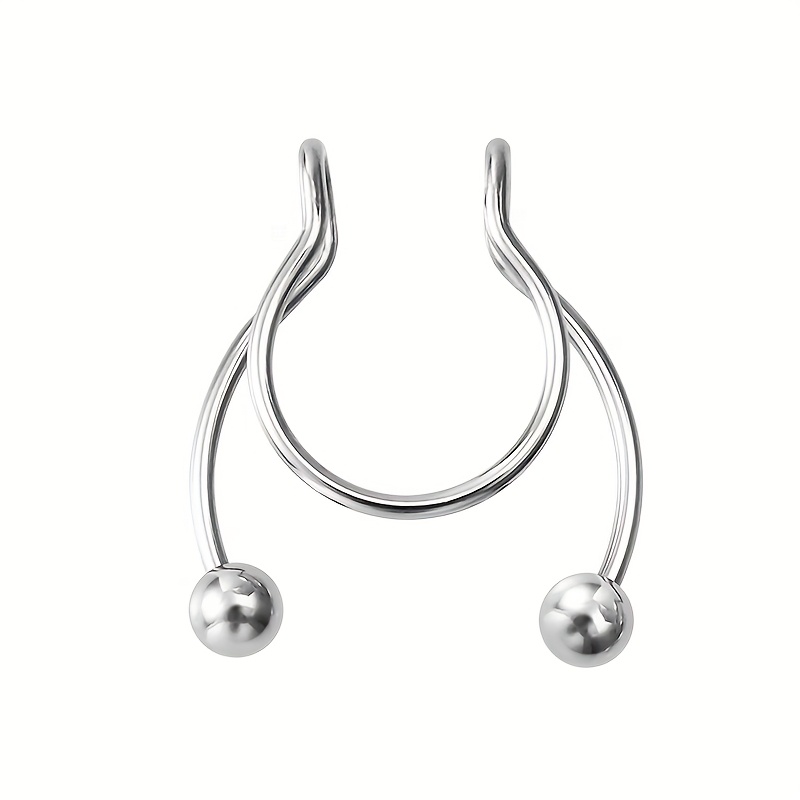 Image of 1/5pcs Fake Nose Piercing Clip Nose Ring Hoop Septum Rings Stainless Steel Colorful No Piercing For Women Men Body Jewelry