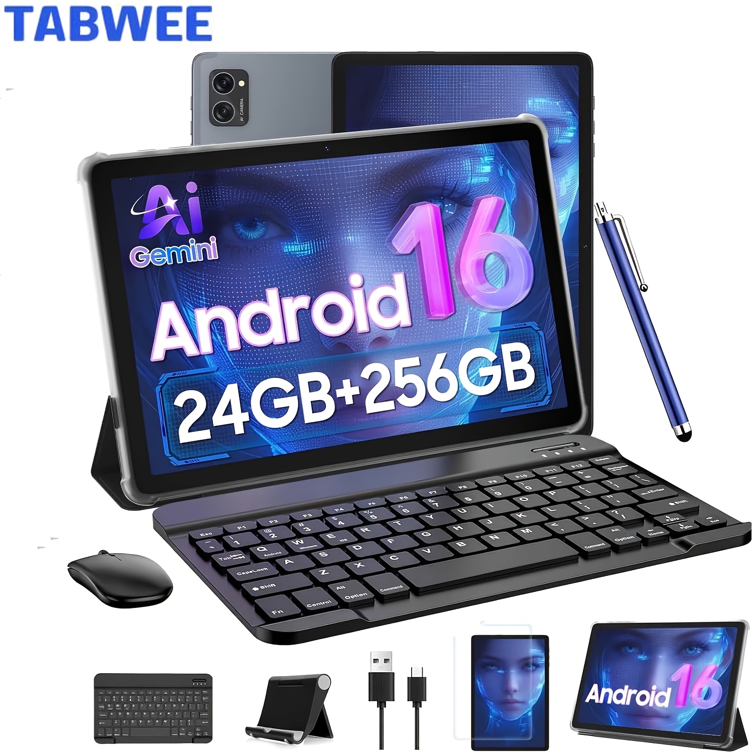 Image of Tabwee T20 16 New 2026 Tablet, Hd Ips Large Screen, -core High-performance Cpu, 24(8+16)gb + 256(2tb Expand), 8mp+5mp Dual Cameras, Support Long , Face Unlock, L1, Ai, And 90hz High Refresh Rate